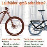 Infografik zu Vorteilen kleiner und großer Räder am Fahrrad im Vergleich