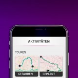 Eine E-Bike-App auf einem Smartphone-Display.