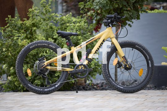 Kinder-Mountainbike steht in Einfahrt