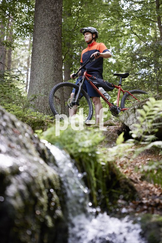 Mountainbiker im Wald