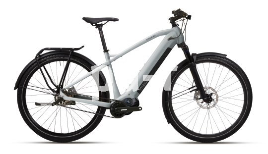 Das E-Trekkingrad Appia Select 4.1. von Tout Terrain ist mit der neuen Motor Gearbox Unit von Pinion ausgestattet. Sie vereint einen leistungsstarken Elektromotor und eine elektrische Schaltung zu einem neuen Antriebssystem. Freisteller des Appia Select 4.1. von Tout Terrain, in der Seitenansicht.