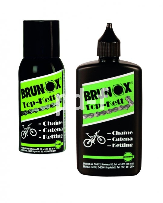 Klassisches Kettenöl gibt es in der Plastikflasche oder als Sprühdöschen. Regelmäßig sollte man es einmal auf die gesamte Kettenlänge auftragen, leicht abwischen, fertig.