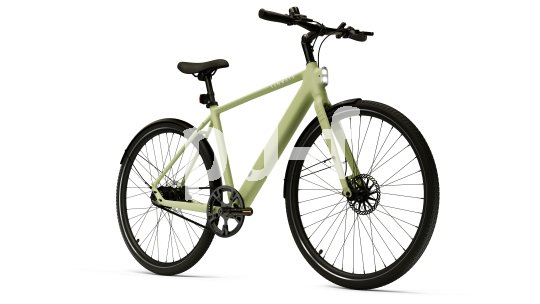 Ein leichtes E-Bike mit Nabenmotor vor weißem Hintergrund.
