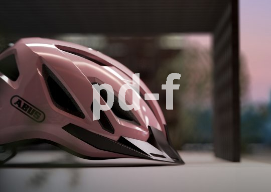 Sicher, leicht und schick sollen Helme sein, damit sie auch wirklich getragen werden. Bei der großen Auswahl an marken und Modellen ist für jeden Geschmack etwas dabei. Ein rosa Fahrradhelm mit dem Logo der Firma Abus darauf, von der Seite betrachtet.