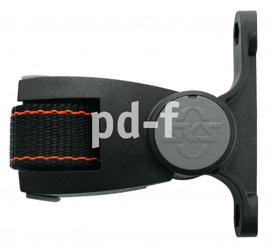 Wenn am Fahrradrahmen Befestigungsgewinde etwa für Trinkflaschenhalterungen fehlen, kann das auf Zurrbändern beruhende "anywhere"-System des Herstellers SKS weiterhelfen.