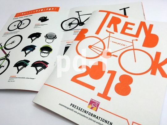 Jährlich zur Eurobike veröffentlicht der pressedienst-fahrrad das Trendbuch - eine grafische Pressemappe mit 50 bis 80 thematisch gegliederten Neuheiten des kommenden Jahres. Begleitend lassen sich Faktenblätter und druckauflösende Fotos zu den einzelnen Produkten über eine Landing Page herunterladen.
